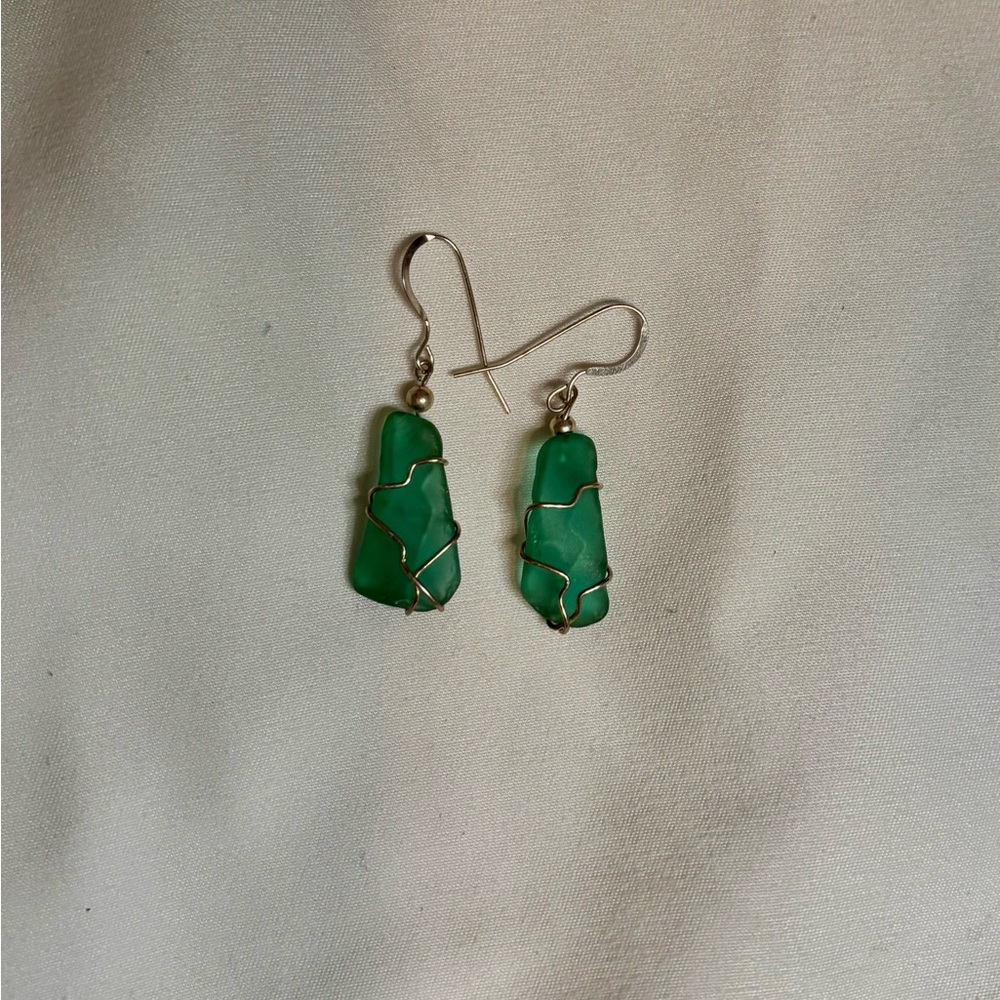 Green Seaglass Earrings
